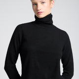 Sweater Cashmere Cuello Alto Negro