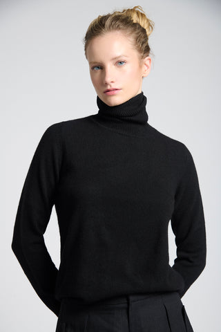 Sweater Cashmere Cuello Alto Negro