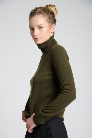 Sweater Cashmere Cuello Alto Verde