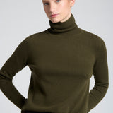 Sweater Cashmere Cuello Alto Verde