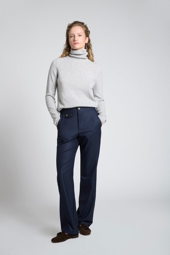 Pantalón Lorenzo Lana Super 140 Azul Marino