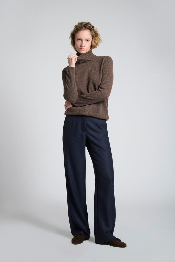 Sweater Cashmere Cuello Alto Chocolate