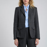 Blazer Safari Lana Gris Oscuro Tramado