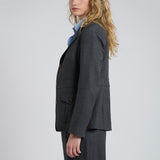 Blazer Safari Lana Gris Oscuro Tramado
