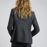Blazer Safari Lana Gris Oscuro Tramado