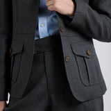 Blazer Safari Lana Gris Oscuro Tramado