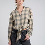 Blusa Ema Escocesa Negro y Crudo