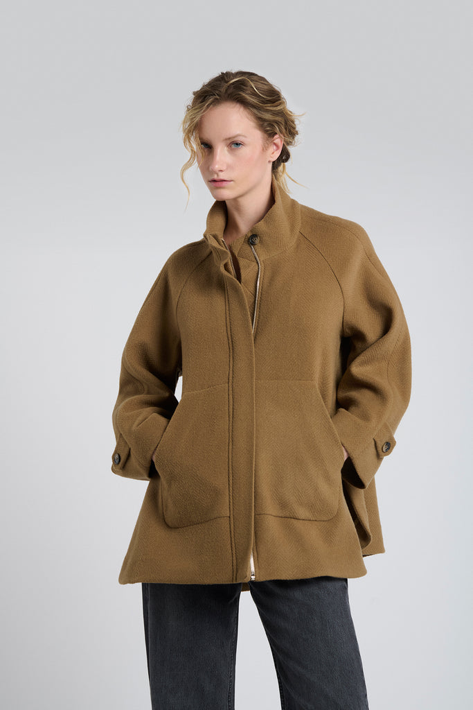 Chaquetón Zurich Lana Espiga Camel