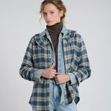Camisa Joaquina Escocesa Camel y Celeste