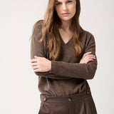 Sweater Cashmere Cuello V Chocolate