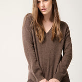 Sweater Cashmere Cuello V Chocolate