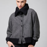 Chaqueta Bomber Lana Sal y Pimienta Gris