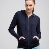 Hooded Zip Cashmere Azul Marino