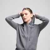 Hooded Zip Cashmere Gris Oscuro