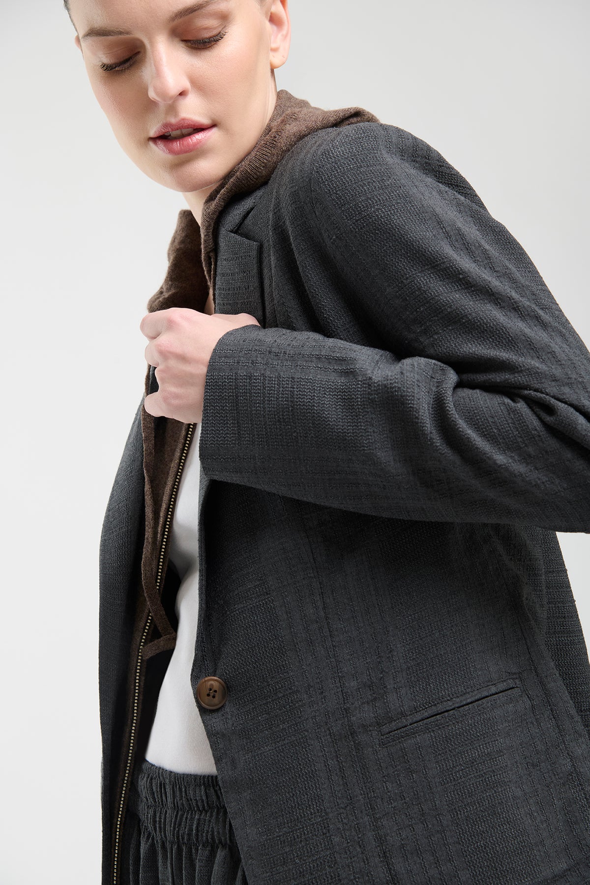 Blazer Sintra Lana Textura Gris Oscuro - XS