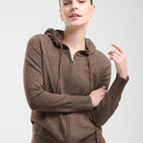Hooded Zip Cashmere Chocolate