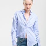 Camisa Button - Down Rayada Celeste