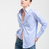 Camisa Button - Down Rayada Celeste