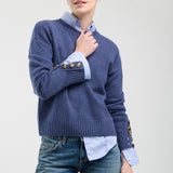 Sweater Yak Botones Manga Azul