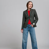 Blazer Safari Lana Pied de Poule Verde