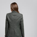 Blazer Safari Lana Pied de Poule Verde