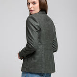 Blazer Safari Lana Pied de Poule Verde