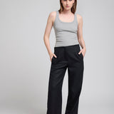 Pantalón Gala Lana Tramada Negra