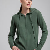 Hooded Zip Cashmere Matcha