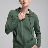 Hooded Zip Cashmere Matcha