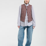 Gilet Clara Pied de Poule Burdeo y Rosa