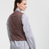 Gilet Clara Pied de Poule Burdeo y Rosa