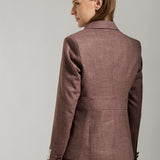 Blazer Safari Lana Pied de Poule Rosa y Burdeo