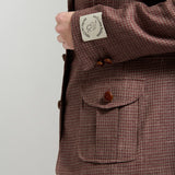Blazer Safari Lana Pied de Poule Rosa y Burdeo