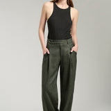 Pantalón Cristina Lana Pied de Poule Verde