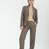 Blazer New Paris Lana Cuadrille Chocolate y Celeste con Codera