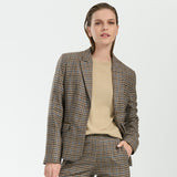 Blazer New Paris Lana Cuadrille Chocolate y Celeste con Codera