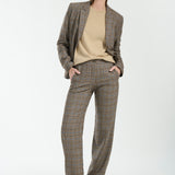 Pantalón Kusi Mid Rise Lana Cuadrille Chocolate y Celeste