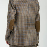 Blazer New Paris Lana Cuadrille Chocolate y Celeste con Codera
