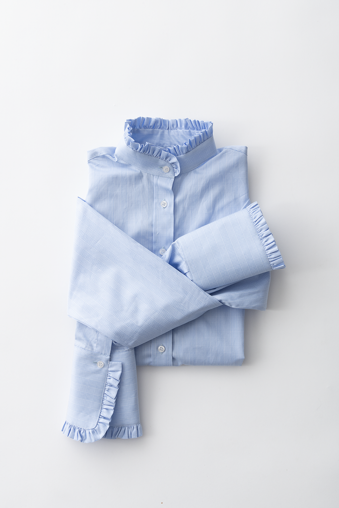 Camisa Adelaida Príncipe de Gales Celeste