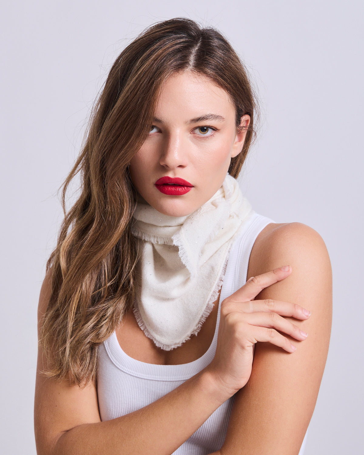 Bufanda Triangular Cashmere Lentejuela Crudo - U