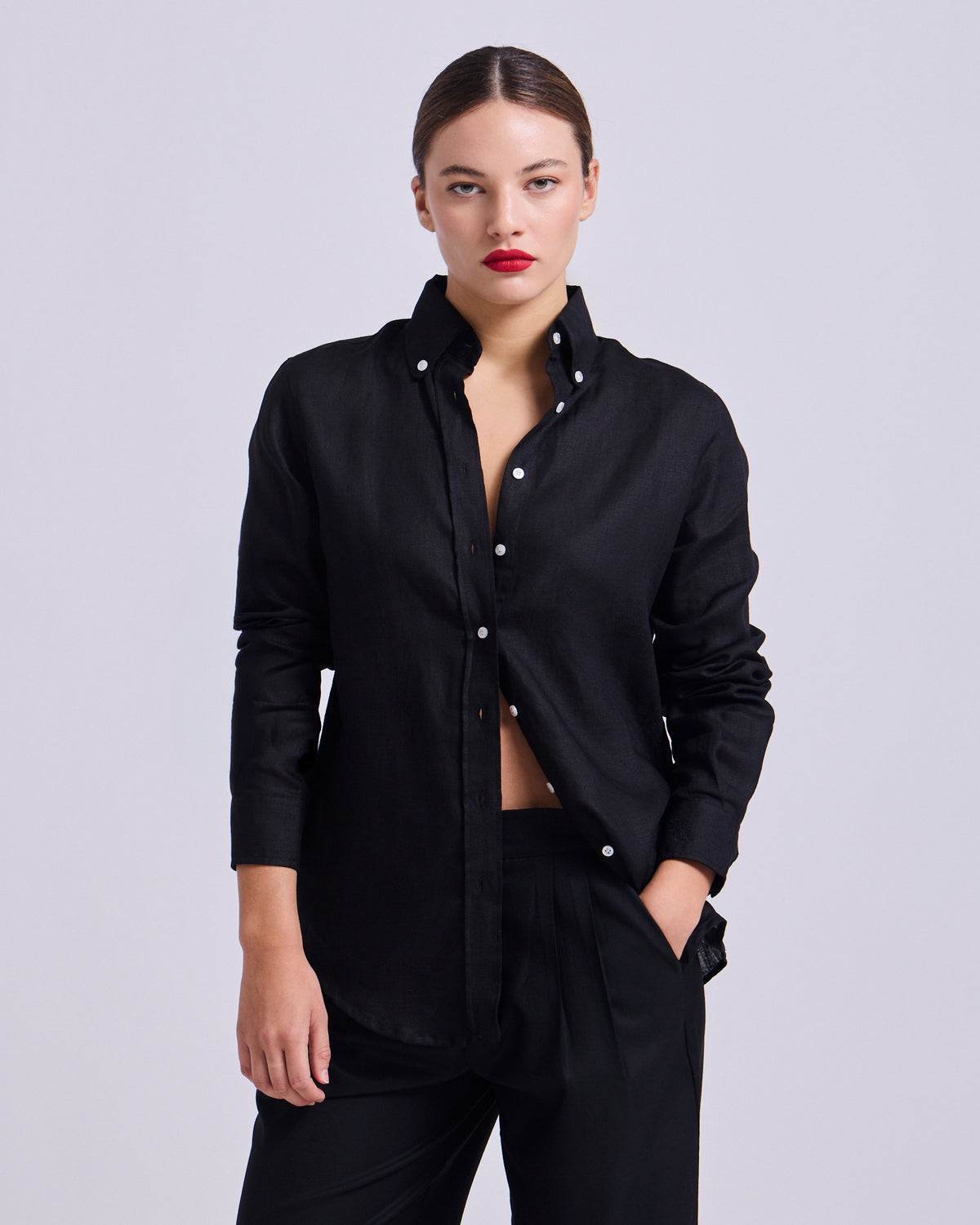 Camisa Button - Down Lino Negro - XS