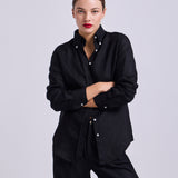 Camisa Button - Down Lino Negro