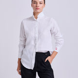 Camisa Vuelos Lino Blanco Dragon Rojo
