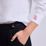 Camisa Vuelos Lino Blanco Dragon Rojo