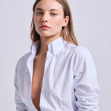 Camisa Button - Down Blanca Raya Celeste
