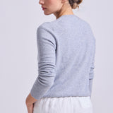 Sweater Cashmere Cuello V Gris Claro