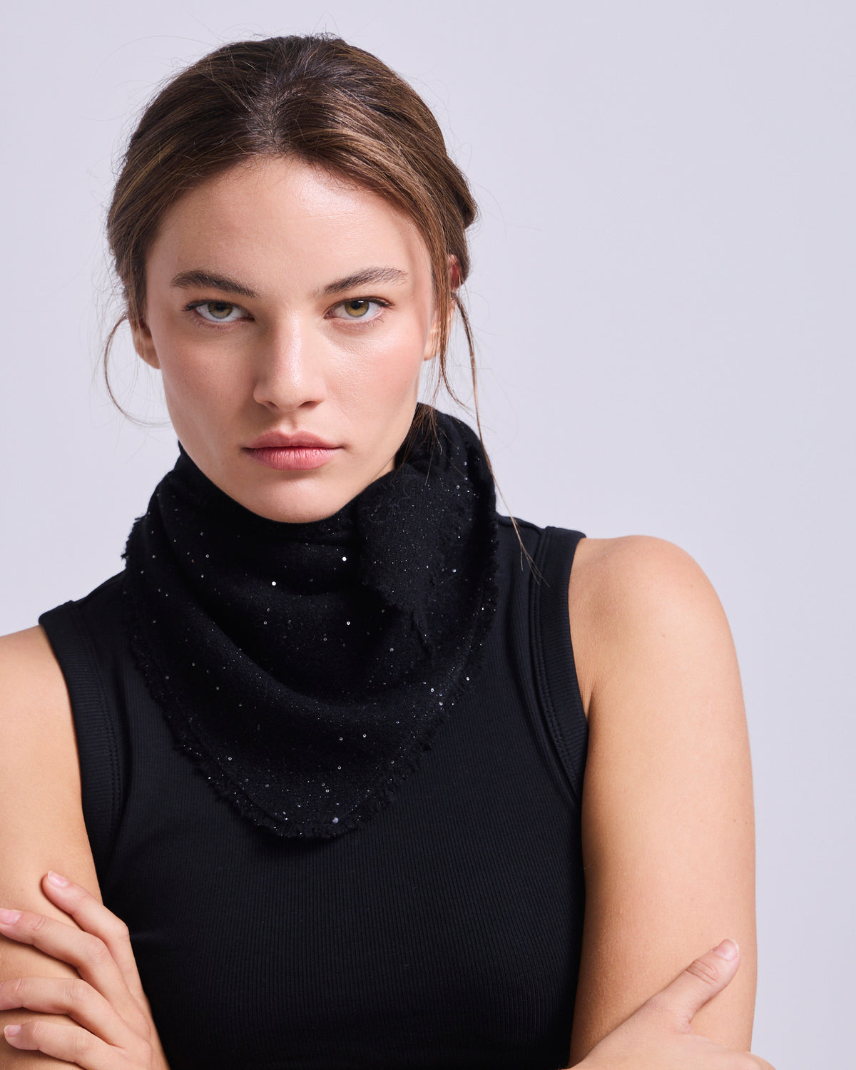 Bufanda Triangular Cashmere Lentejuela Negro - U