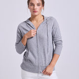 Hooded Zip Cashmere Gris Claro