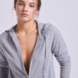 Hooded Zip Cashmere Gris Claro