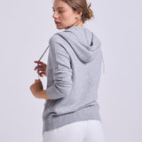 Hooded Zip Cashmere Gris Claro